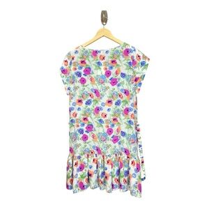 Joie Floral Print Dress with Ruffle Hem and belt